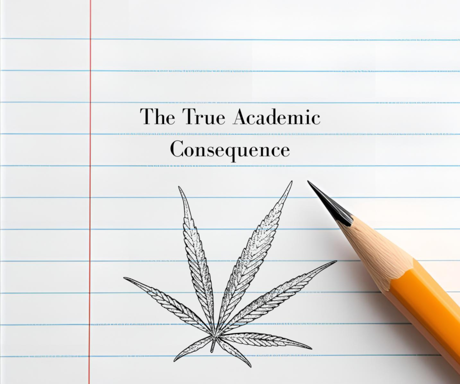 The Academic Consequences of Marijuana Use During College drawn with Pencil and Notebook